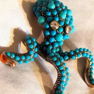 Vintage Turquoise Beaded Crystal Sea Octopus